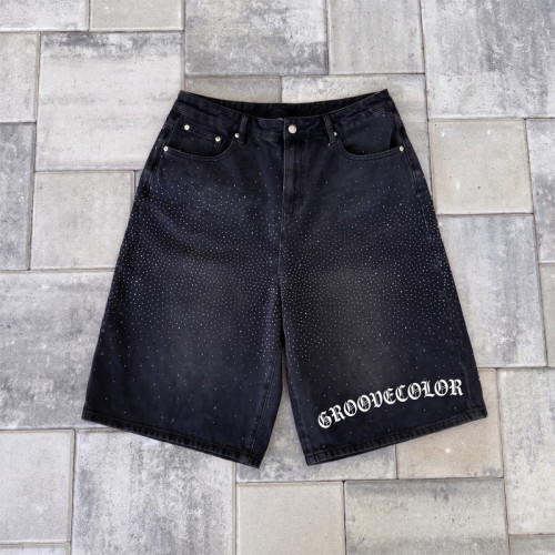 Custom Vintage Shorts Streetwear Manufacturer | Premium Rhinestone &  Wash Denim Shorts Manufacturer | Groovecolor