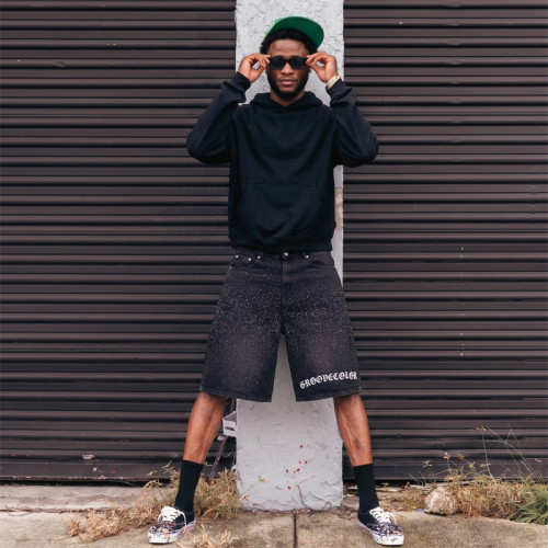 Custom Vintage Shorts Streetwear Manufacturer | Premium Rhinestone &  Wash Denim Shorts Manufacturer | Groovecolor