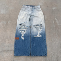 Custom Denim Jeans Manufacturer | Gradient Wash Distressed Jeans Streetwear Manufacturer | Groovecolor