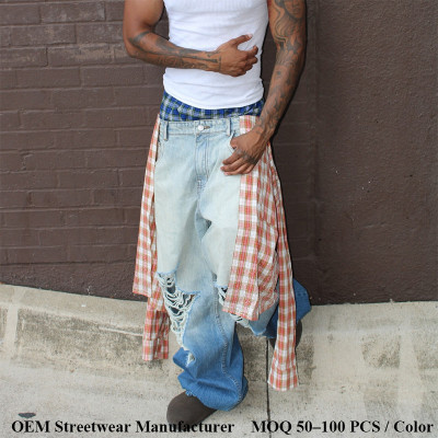 Custom Denim Jeans Manufacturer | Gradient Wash Distressed Jeans Streetwear Manufacturer | Groovecolor