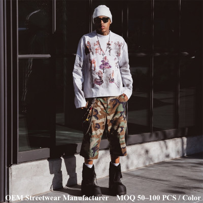 Custom Graphic Long Sleeve Tee Manufacturer | Premium DTG Print & Vintage Spray Effect | Groovecolor