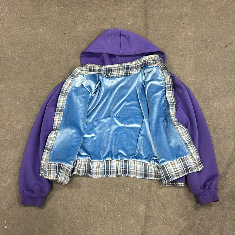 Premium purple fleece outerwear with reinforced metal zipper hardware and custom stitching by Groovecolor.