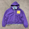 Custom Men's Patchwork Zip Up Hoodie Manufacturer | Layered Plaid & Satin Lined Streetwear Hoodies with Applique | Groovecolor