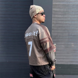 Custom Streetwear Jersey Tee Manufacturer | Mesh Panel Splicing & Applique Embroidery T-Shirt Factory | Groovecolor