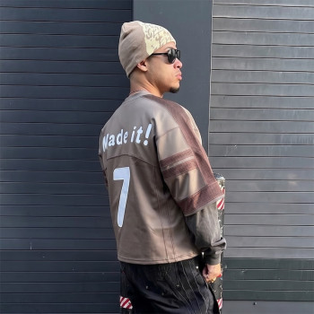 Custom Streetwear Jersey Tee Manufacturer | Mesh Panel Splicing & Applique Embroidery T-Shirt Factory | Groovecolor