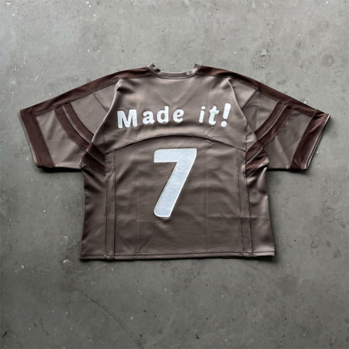 Custom Streetwear Jersey Tee Manufacturer | Mesh Panel Splicing & Applique Embroidery T-Shirt Factory | Groovecolor