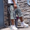 Custom Denim Shorts Manufacturer | Premium Streetwear Rhinestone Shorts with Applique & Chain Detailing | Groovecolor