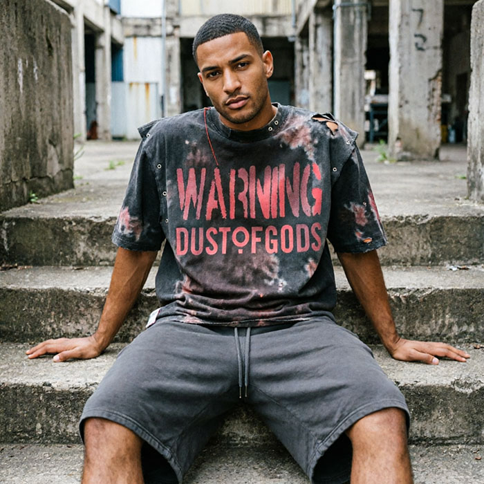 Acid wash clothing manufacturer for streetwear brands evaluating washed hoodies and T-shirts on factory floor