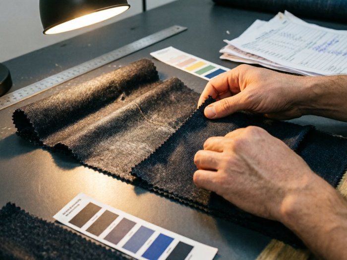 China-based shorts fabric review checking shrinkage and hand feel before menswear bulk production