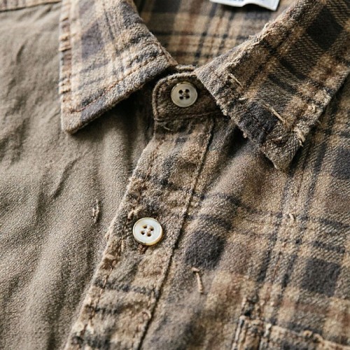 Vintage Distressed Plaid Patchwork Shirt Manufacturer | Oversized Streetwear OEM Factory | Custom Grunge Streetwear Shirt Production