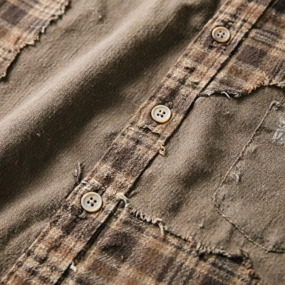 Vintage Distressed Plaid Patchwork Shirt Manufacturer | Oversized Streetwear OEM Factory | Custom Grunge Streetwear Shirt Production