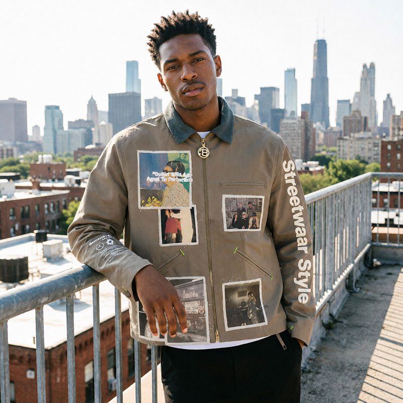custom streetwear jackets including varsity denim and casual jacket manufacturing