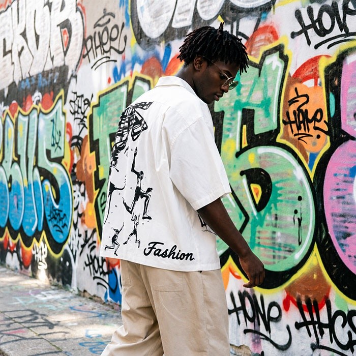 Boxy short sleeve streetwear shirt side view