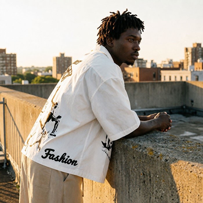Front graphic oversized shirt for custom streetwear production