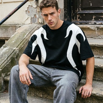 Men's Graphic T-Shirt Manufacturer | Custom Oversized Applique Tee | OEM Graphic Tee Shirt for Streetwear Brands