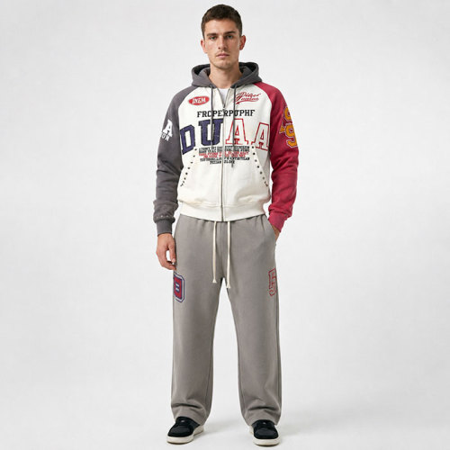 OEM Tracksuits Manufacturers | Custom Graphic French Terry Hoodie and Sweatpants Set for Streetwear Brands