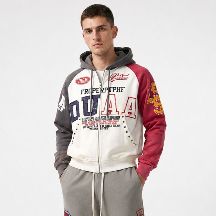 Graphic French Terry hoodie and sweatpants matching set