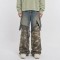 Plus Size Denim Pants Manufacturer | Camo Patchwork Baggy Cargo Jeans OEM Factory | GROOVECOLOR