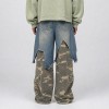 Plus Size Denim Pants Manufacturer | Camo Patchwork Baggy Cargo Jeans OEM Factory | GROOVECOLOR