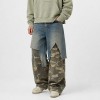 Plus Size Denim Pants Manufacturer | Camo Patchwork Baggy Cargo Jeans OEM Factory | GROOVECOLOR