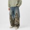 Plus Size Denim Pants Manufacturer | Camo Patchwork Baggy Cargo Jeans OEM Factory | GROOVECOLOR