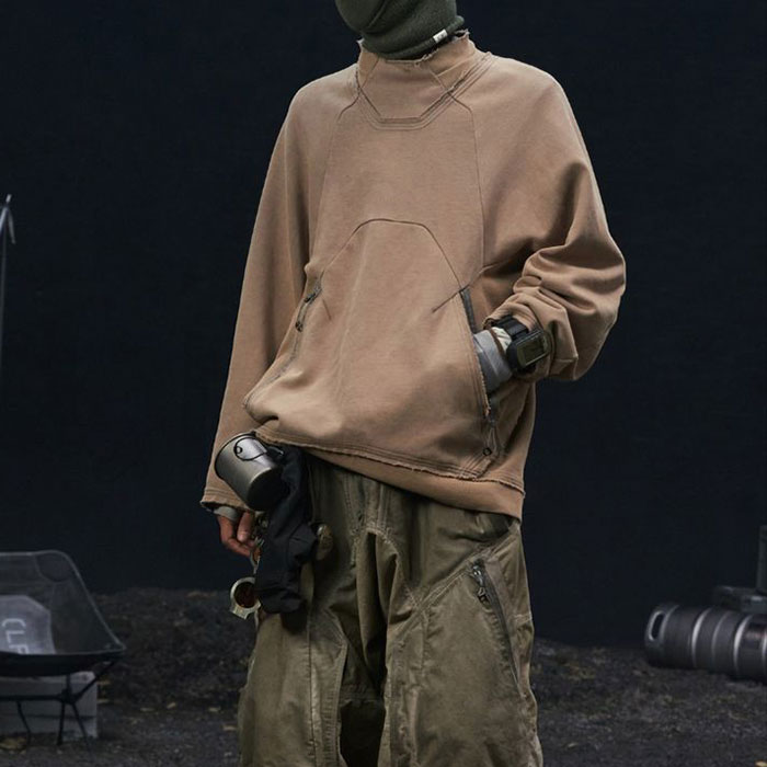 Cut and sew washed sweatshirt sample review in a Dongguan streetwear production setting