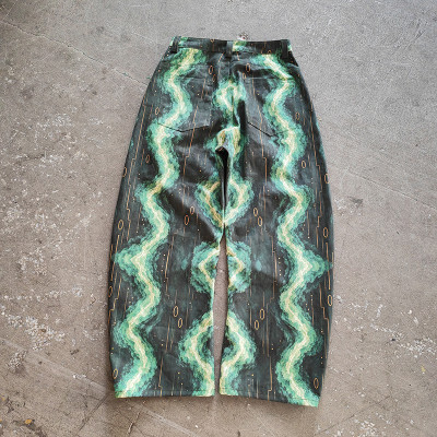 Custom Men's All Over Print Baggy Jeans |  OEM Denim Pants Streetwear Hip Hop Trousers