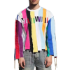 Streetwear T-shirts Manufacturer | Custom Unique Long Sleeve Tshirt Supplier | Customized Fringed Hem Color Block Patchwork Long Sleeve Tee For Men