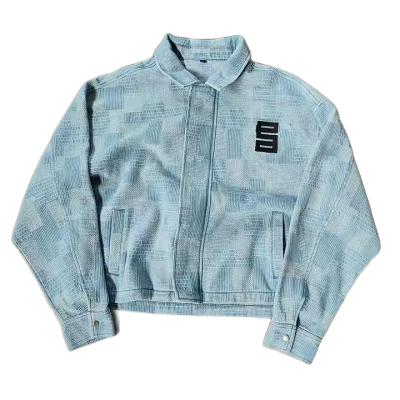 OEM Streetwear Jacket Manufacturer | Custom High Street Long Sleeve Jacket Clothing Supplier Washed Vintage Plaid Denim Coats for Men