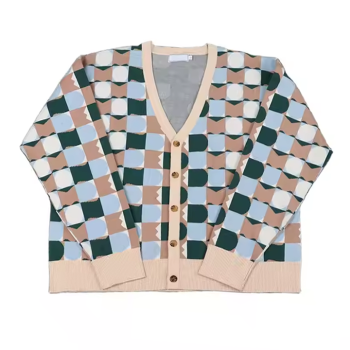 Manufacturing Cardigan Sweater For Streetwear Brand | Custom Vintage Luxury Plaid Knitted Sweater Supplier | Wholesale High Quality Sweaters Manufacturer