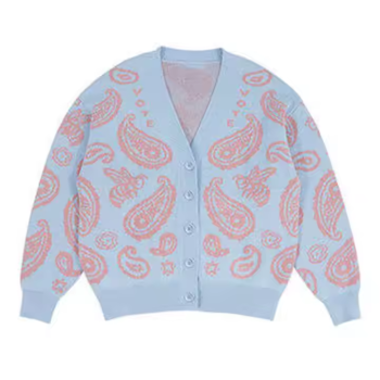 Custom Streetwear Graphic Cardigan Sweater Supplier | Wholesale Y2K Retro Long Sleeve Sweater Manufacturer | Knit Sweater Oversized Print Knitwear Factory