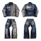 Custom Boxy Streetwear Denim Suits Manufacturers | Oversided Retro ​Faded Wash Jacket Pants Sets  | Long Sleeved Streetwear Suits Supplier