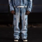 Oversided Streetwear Tracksuits Factory | Custom Vintage Denim Jacket Pants Set For Men | Acid Wash Long-sleeved Tracksuit Supplier-GROOVECOLOR