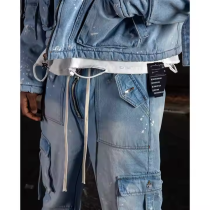 Oversided Streetwear Tracksuits Factory | Custom Vintage Denim Jacket Pants Set For Men | Acid Wash Long-sleeved Tracksuit Supplier-GROOVECOLOR