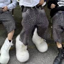 Rhinestone Acid-Wash Finish Denim Shorts Manufacturer | Custom Men's Cotton Destroyed Hem Short Suppliers | Blank Vintage Streetwear Bottoms Factory