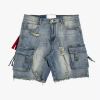 Custom Men's Acid Wash Denim Shorts Manufacturer | Destroyed Hem Denim Shorts Supplier | Custom Streetwear Distressing Shorts Factory For Men