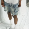 Custom Men's Acid Wash Denim Shorts Manufacturer | Destroyed Hem Denim Shorts Supplier | Custom Streetwear Distressing Shorts Factory For Men