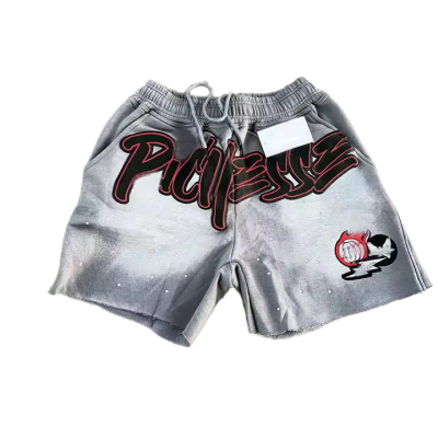 Acid Wash Heavy Weight Streetwear Sports Shorts Manufacturers | GROOVECOLOR Graphic Printing Shorts Suppliers |  Men's Futuristic Streetwear Shorts Factory