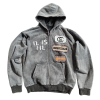 Custom Heavyweight Hoodies Manufacturer | Oversided Retro Embroidery Patch Zip-Up Hoodie Supplier | Wholesale Men's Raw Hem Hoodies