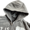 Custom Heavyweight Hoodies Manufacturer | Oversided Retro Embroidery Patch Zip-Up Hoodie Supplier | Wholesale Men's Raw Hem Hoodies