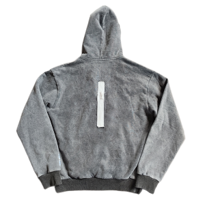 Custom Heavyweight Hoodies Manufacturer | Oversided Retro Embroidery Patch Zip-Up Hoodie Supplier | Wholesale Men's Raw Hem Hoodies