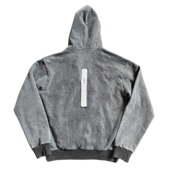 Custom Heavyweight Hoodies Manufacturer | Oversided Retro Embroidery Patch Zip-Up Hoodie Supplier | Wholesale Men's Raw Hem Hoodies