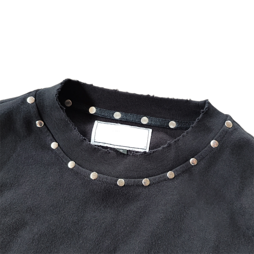 Oversized Streetwear Manufacturer | Custom Vintage Heavy Weight Distress Long Sleeve Sweatshirt | French Terry Men O-Neck Cropped Raw Hem Sweatshirts