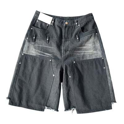 Streetwear Short Manufacturer | Custom Acid Wash Oversized Vintage High Waist Shorts | Baggy High Quality Patchwork Jean Short For Men