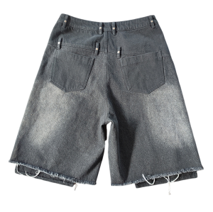 Streetwear Short Manufacturer | Custom Acid Wash Oversized Vintage High Waist Shorts | Baggy High Quality Patchwork Jean Short For Men