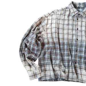 Streetwear Manufacturer China | Custom Casual Vintage Plaid Boxy Cropped Shirt Supplier | Wash Printing Oversized long Sleeve Shirts For Men