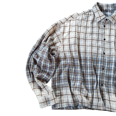 Streetwear Manufacturer China | Custom Casual Vintage Plaid Boxy Cropped Shirt Supplier | Wash Printing Oversized long Sleeve Shirts For Men