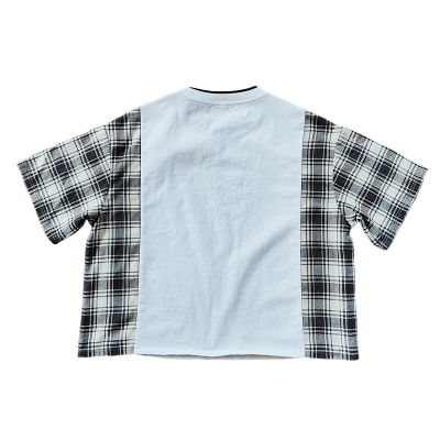 Streetwear Oversized T-Shirts Manufacturer | Premium Boxy Vintage Plaid Heavyweight T Shirt | Distressed Patchwork Short Sleeve Cotton T-shirt Factory
