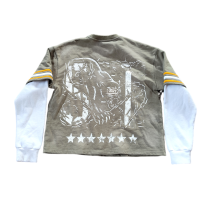 Y2K Streetwear Manfuacturer | Custom Graphic Heavyweight French Terry T Shirt | Long Sleeve Baggy 90's Streetwear Tee Mens Streetwear Fashion