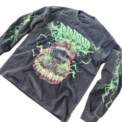 Streetwear Manufacturer For Sweatshirt | Custom Oversized Washed Heavyweight Vintage Graphic T Shirt | Boxy Graphics Printing Long Sleeve For Men